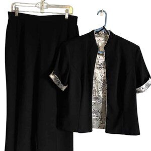 EUC Dress Barn 3 Piece Pants Suit with Sleeveless Shirt, and Short Sleeve Jacket